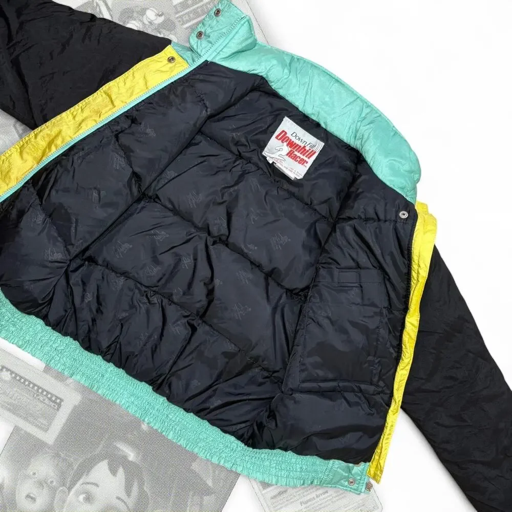 80’s Downfill Downhill Racer  Retro Color Block Ski Puffer Zip Up Jacket